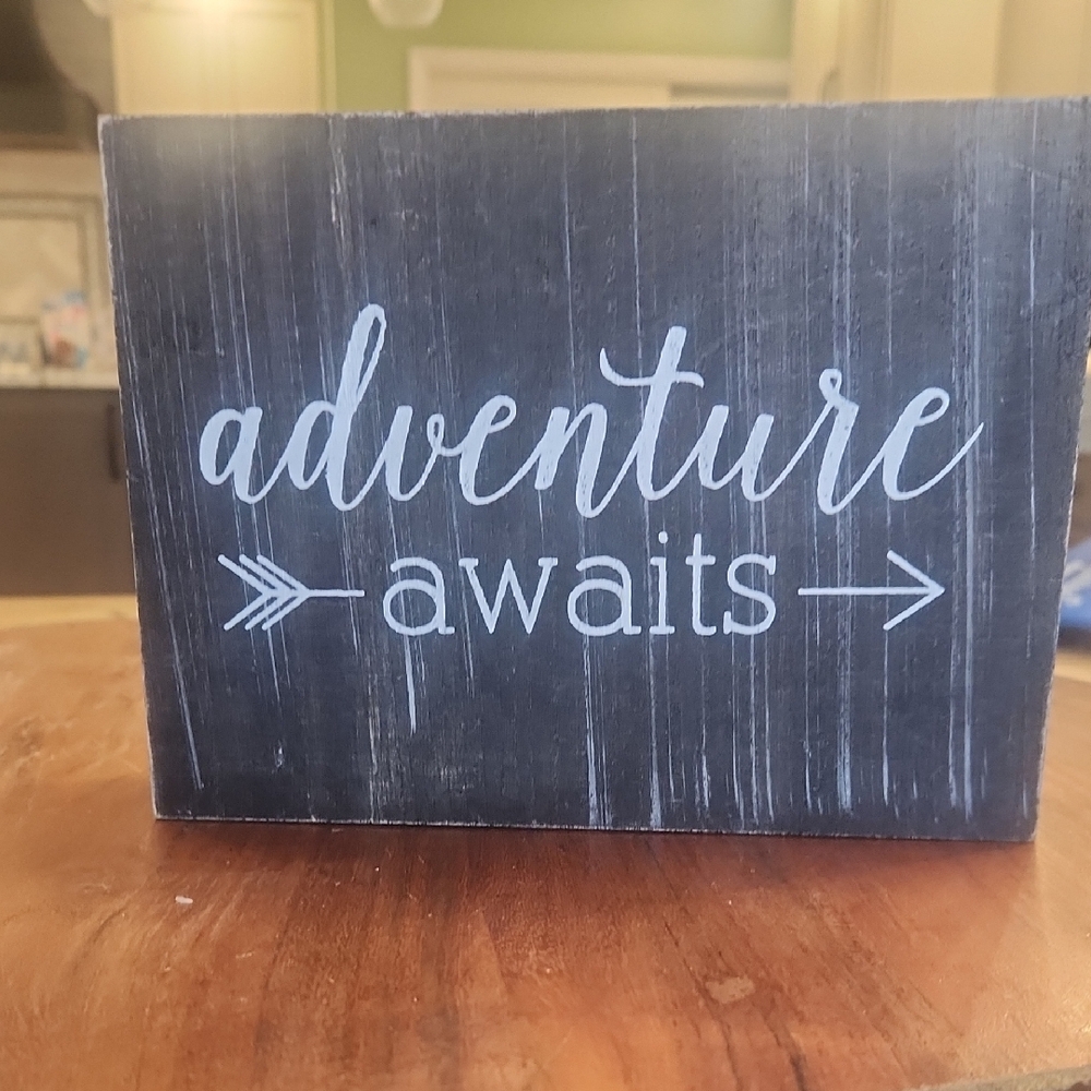 Adventure Awaits Black Decorative Sign